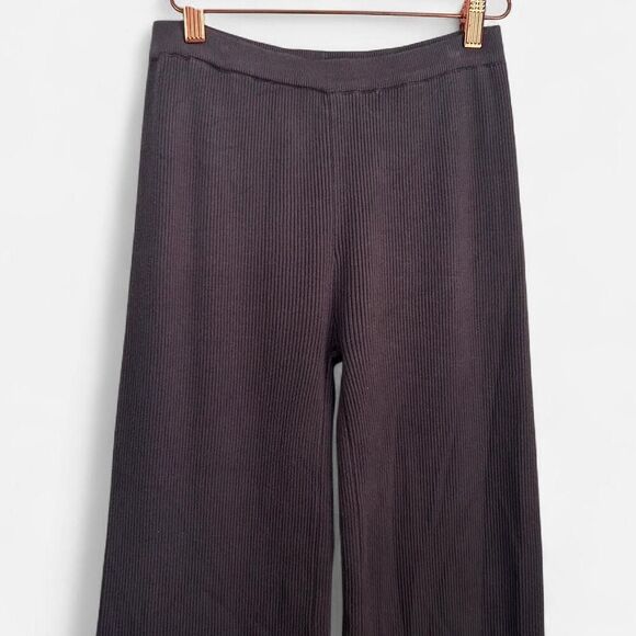 Meshki Black Rue Ribbed Flared Knit Pants | Y2K Minimalist Streetwear | Small - Picture 4 of 6